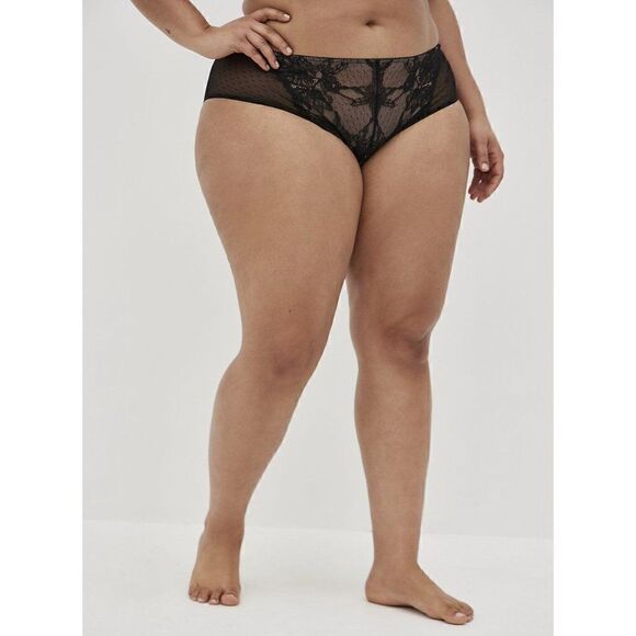 TORRID HIPSTER PANTY LACE KEYHOLE BACK BLACK DOT WOMEN PLUS SIZE 3X - Picture 1 of 4